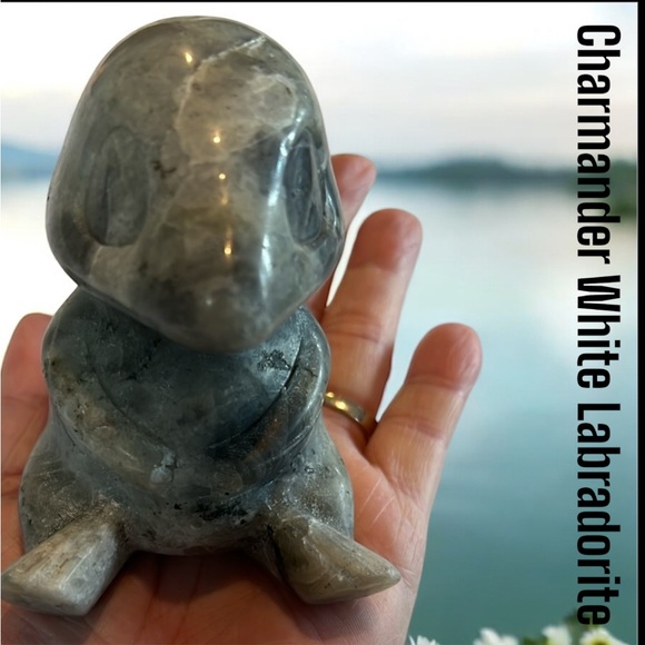 White LabradoriteCharmander Gemstone Carving NWOT